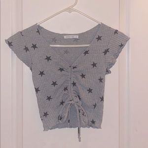 Grey tied knit top
